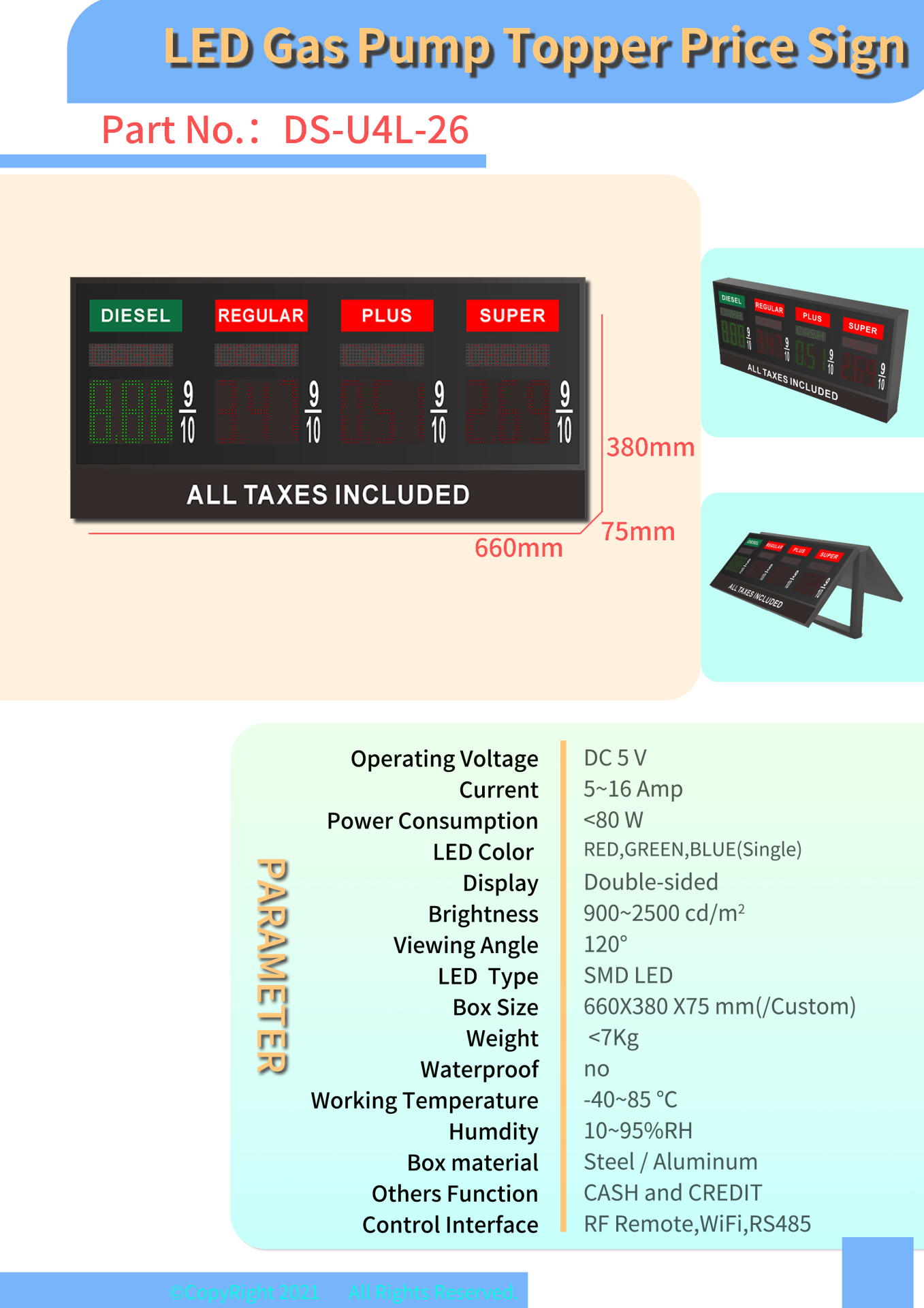 led gas pump topper price sign